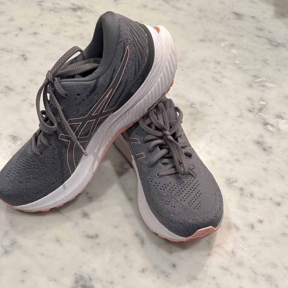 Asics Women's Charcoal and Pink Athletic Shoes - Like new